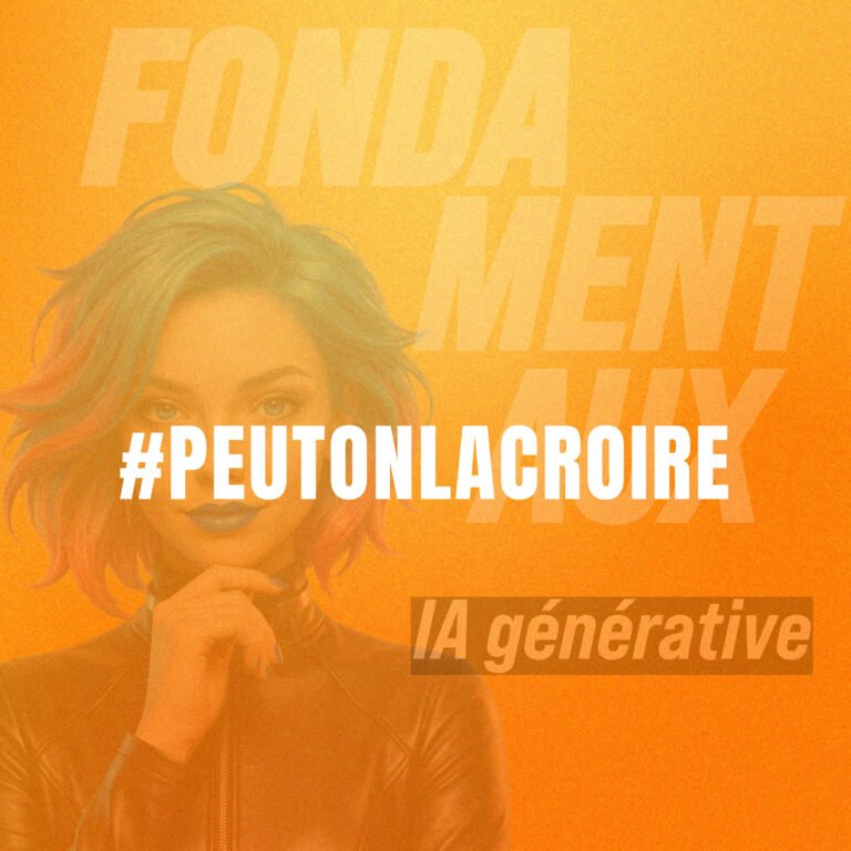 Visuel éducatif montrant une personne au travail face à un écran où une IA générative illustre la différence entre recherche vérifiée et production de réponses plausibles à analyser avec esprit critique