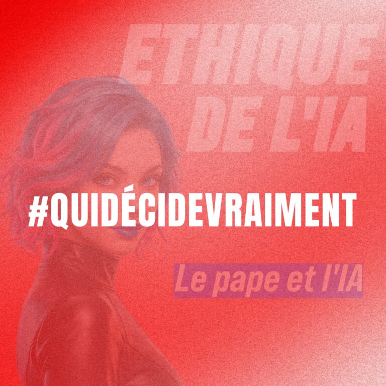 Visuel pédagogique sur l’intelligence artificielle et les armes autonomes illustrant une décision critique partagée entre un humain et une machine pour interroger le contrôle humain réel